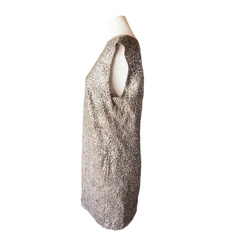TWELFTH STREET by CYNTHIA VINCENT Silver Metallic Shift MIni Dress Size Medium - Picture 6 of 8